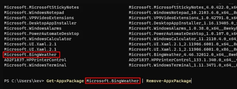 Command to Remove App