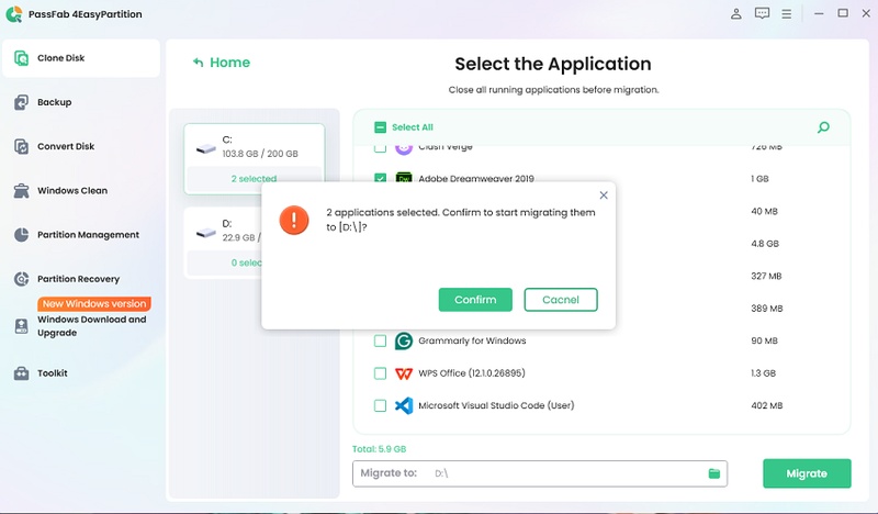 Confirm to Move App