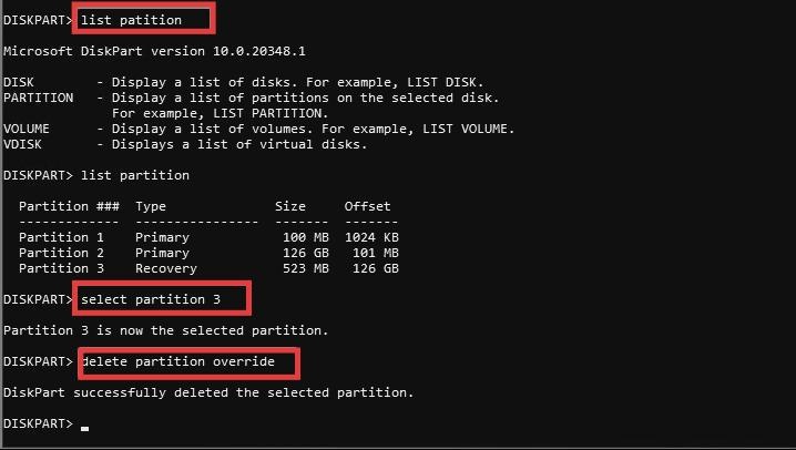 Delete Partition Override