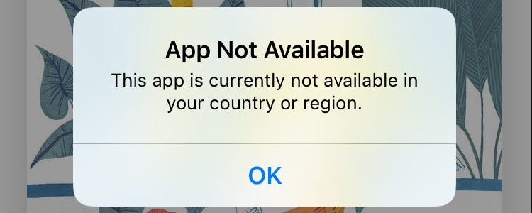 app is not valid in your region