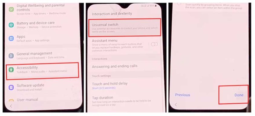 enable accessibility to bypass frp on galaxy a7 lite