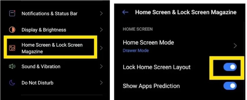 how to unlock home screen layout on android realme