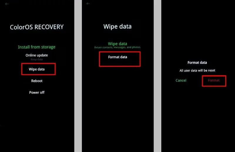 oppo wipe data via recovery mode