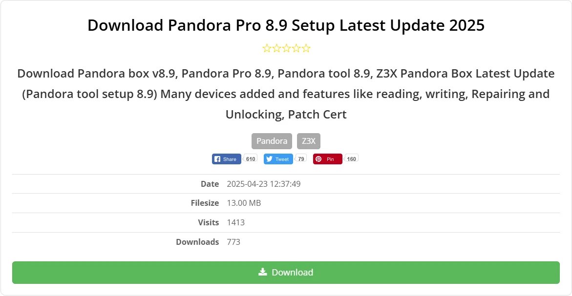 pandora tool latest version download