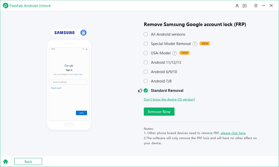 select standard removal