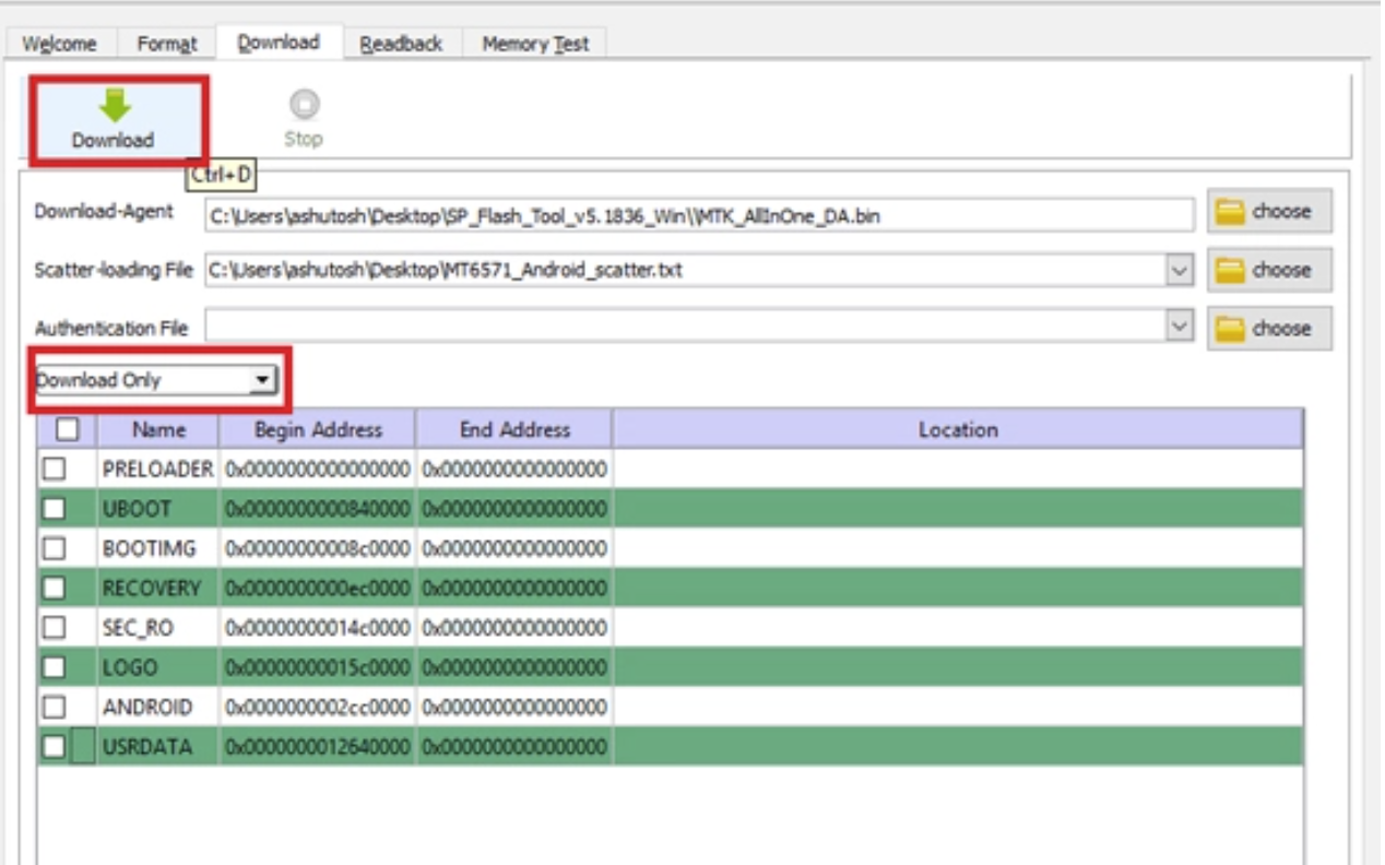 sp flash tool flash firmware