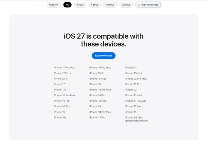 Ios 27 Compatible Devices