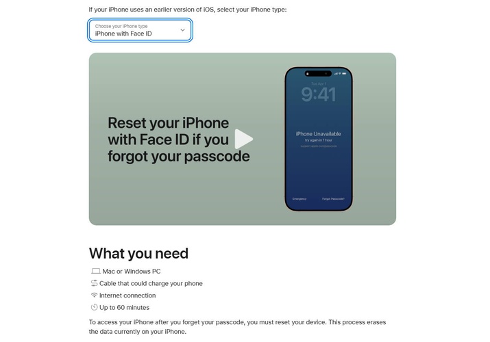 Reset Via Your Apple Account