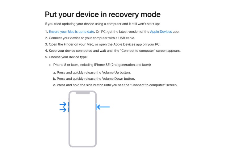 Restore in Recovery Mode