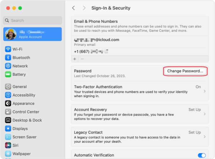 reset apple id password on web