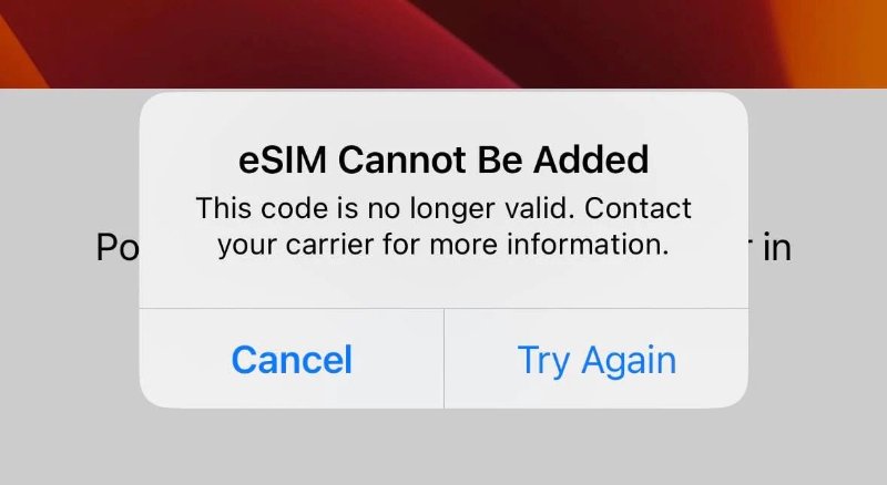 eSIM Cannot Be Added