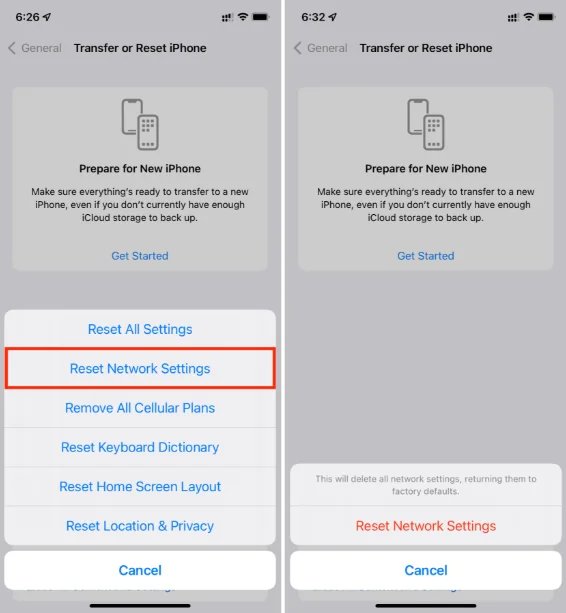 reset network settings