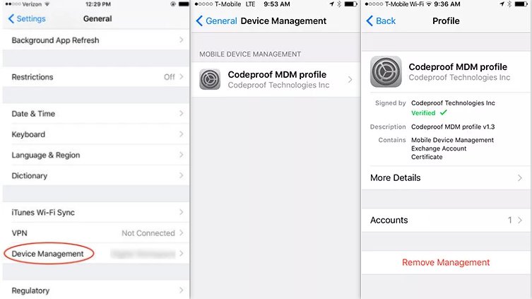 can't sign out apple account by removing mdm
