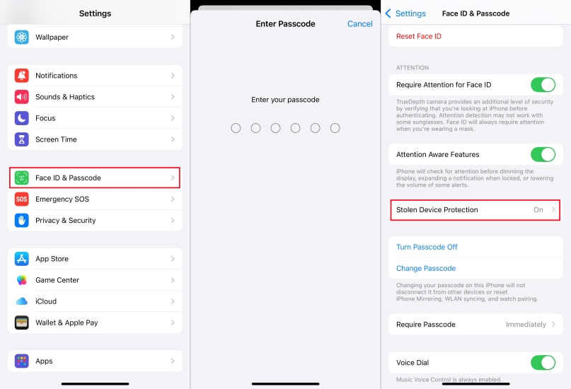 how to turn off security delay on iphone