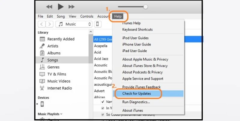itunes check for update
