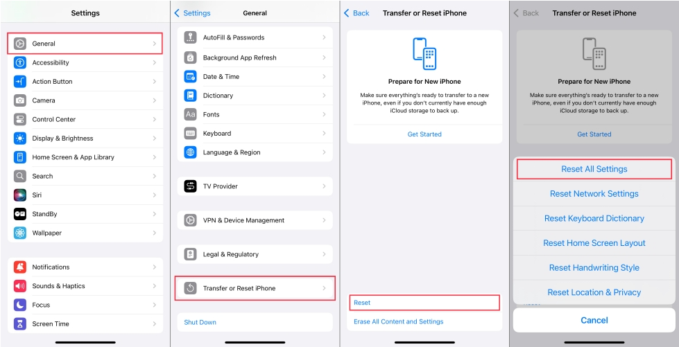 reset vs erase all content and settings iphone