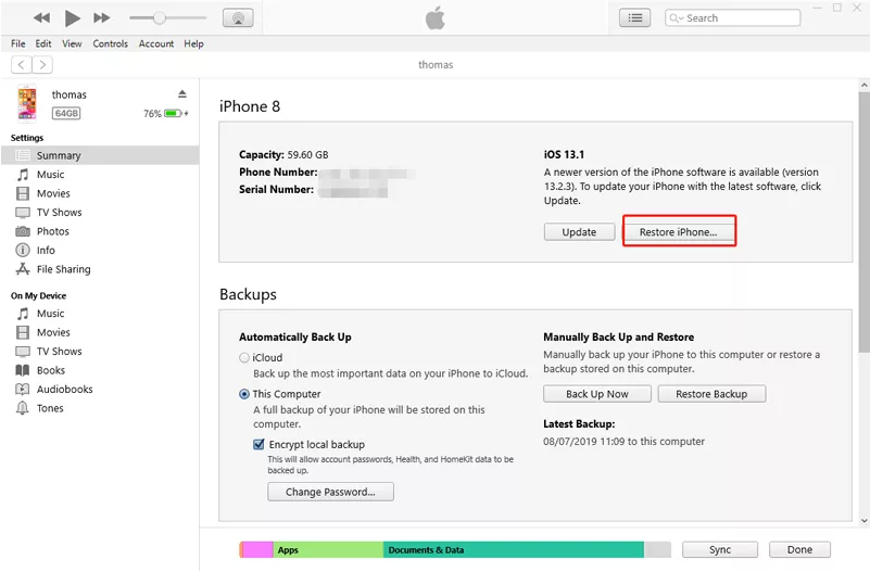 factory reset ipad without icloud password with iTunes