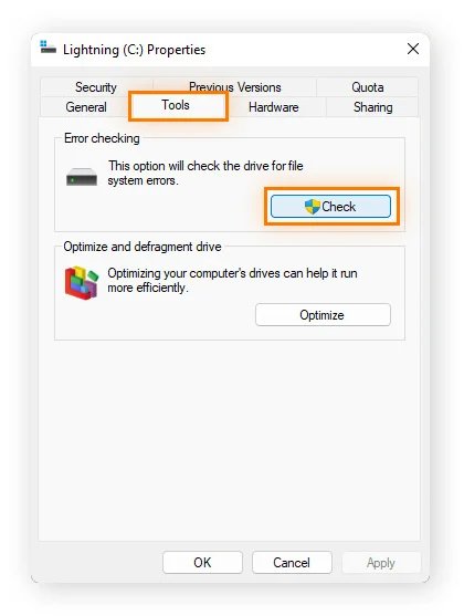 run check disk tool