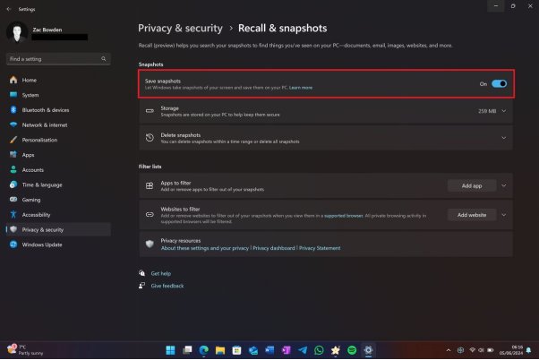turn off recall windows 11