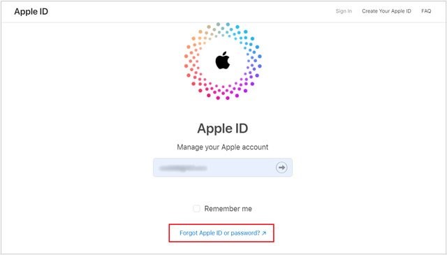 forgot apple id or password