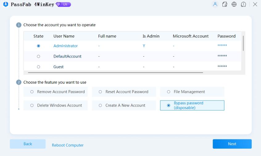 bypass password for one time