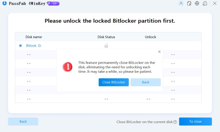 elegir cerrar bitlocker