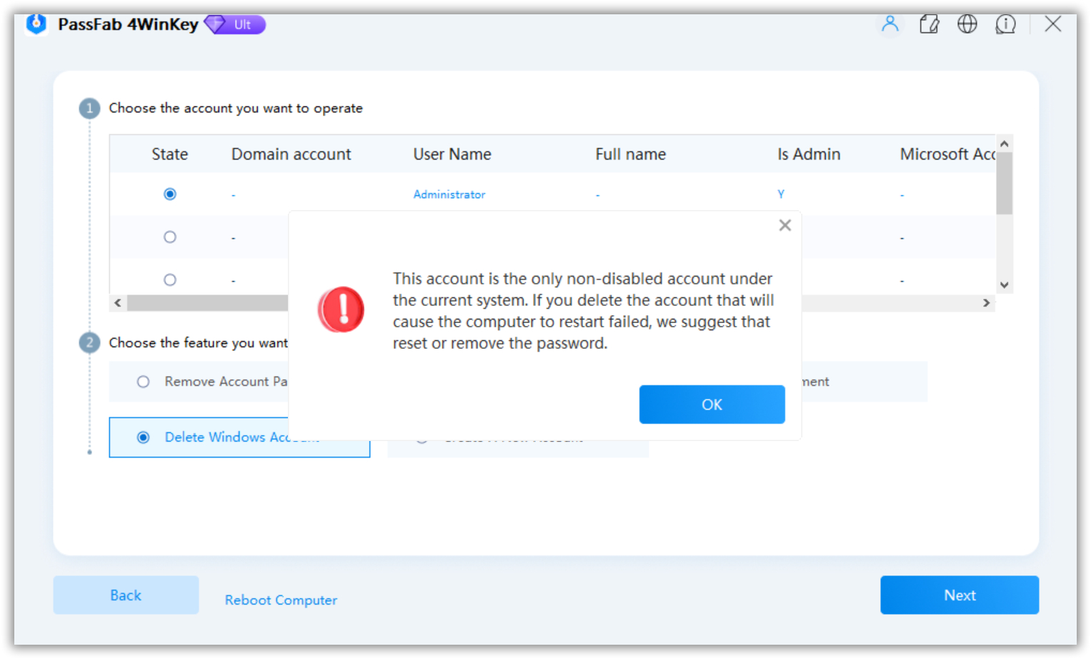 lose data warning from passfab 4winkey