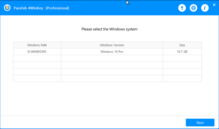 select windows passfab 4winkey