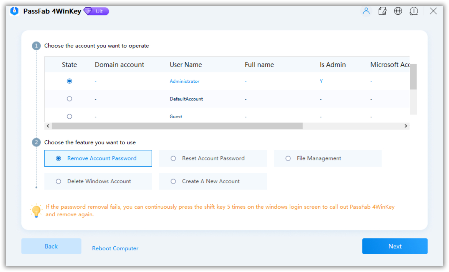 remove password passfab 4winkey guide