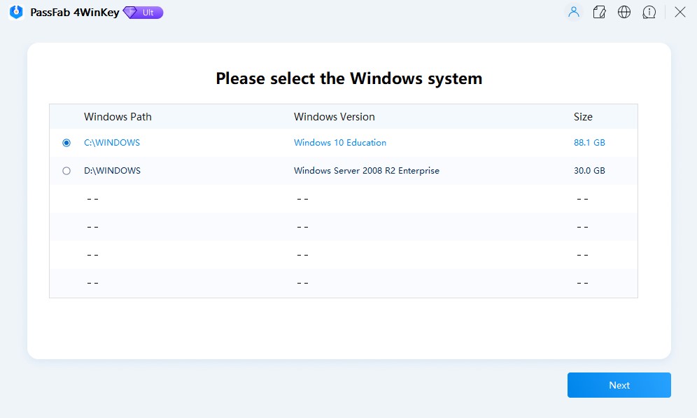 choose system passfab 4winkey guide