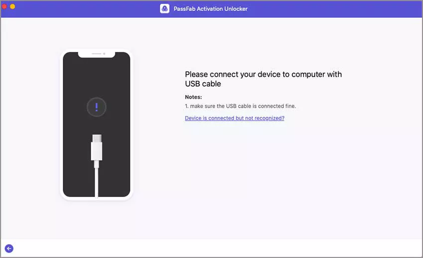 connect idevice to use passfab activation unlocker