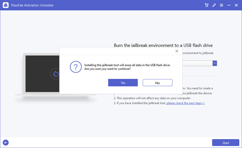 confirm to burn the usb