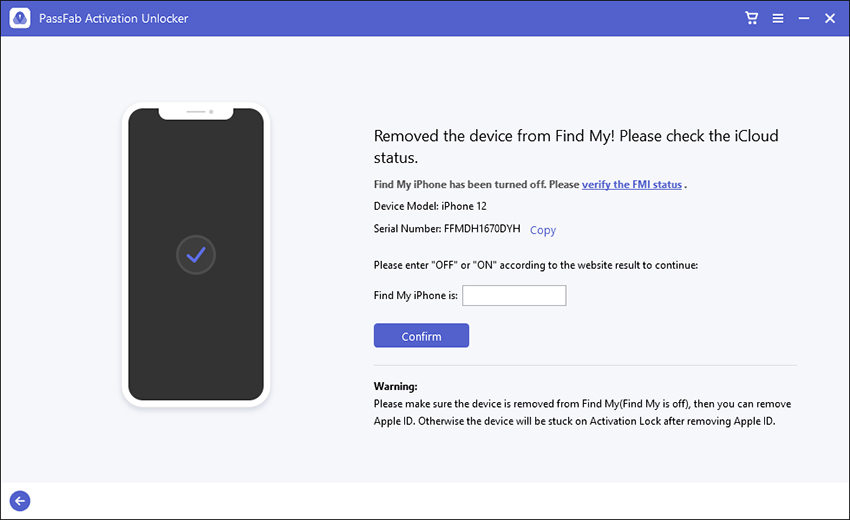 click the link to vrify the fmi status
