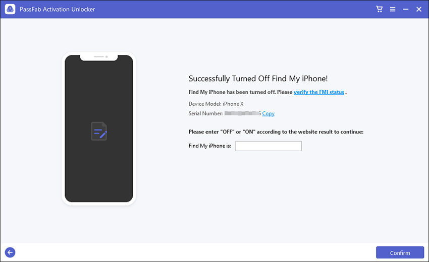 click the lick to vrify the fmi status