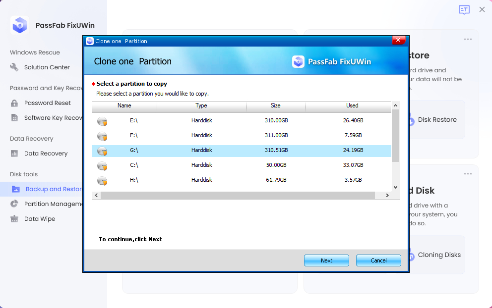 cloning partition