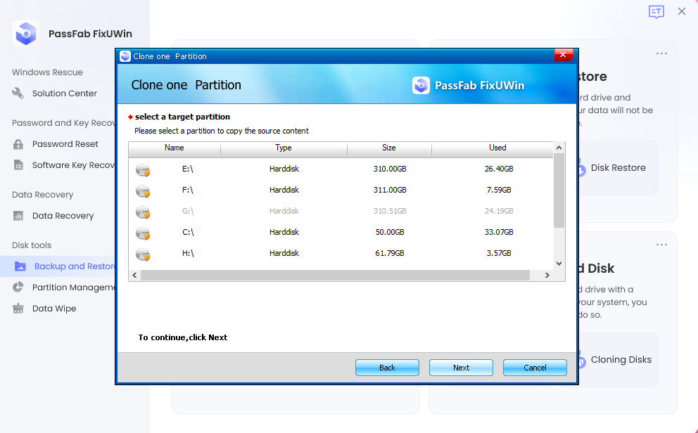 select target partition