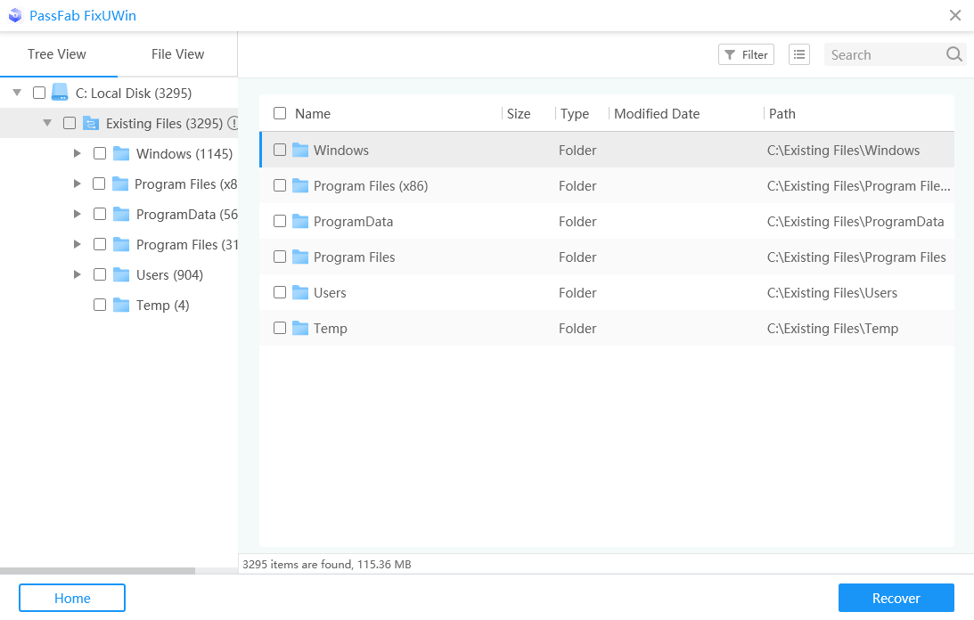 store recovered files
