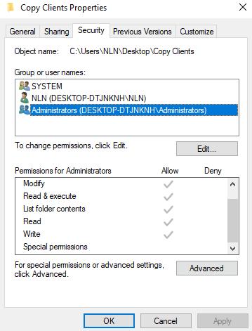 click administrator and ok