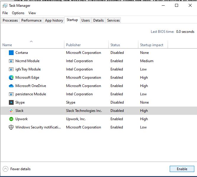 click disable option