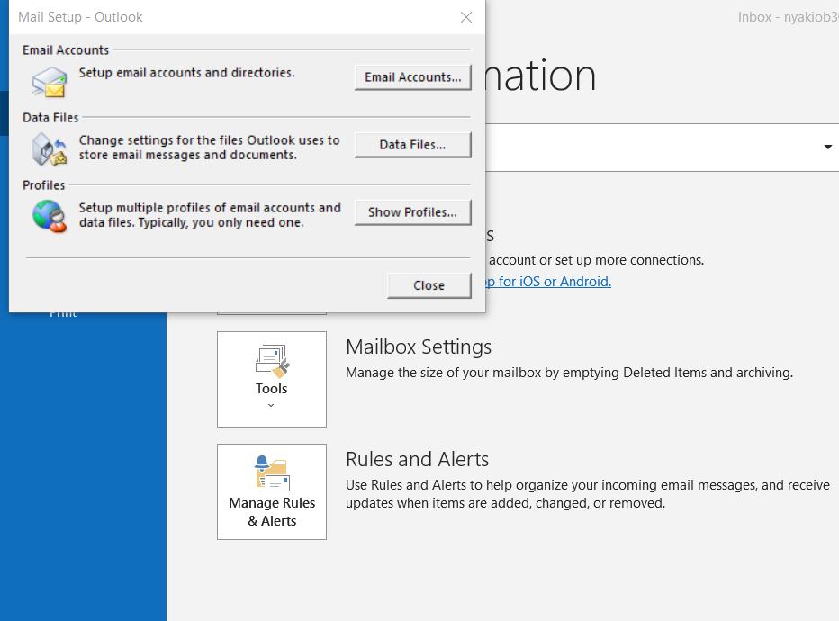 clique na configuração da conta