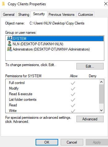 go to security option