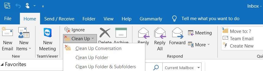 executar limpeza da caixa de entrada