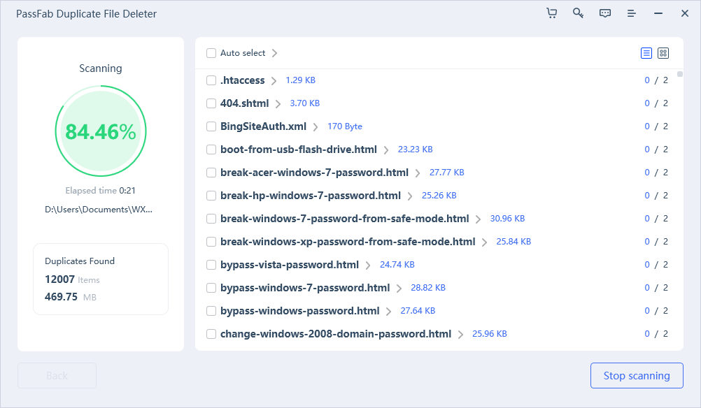 PassFab Duplicate File Deleter　重複ファイル削除