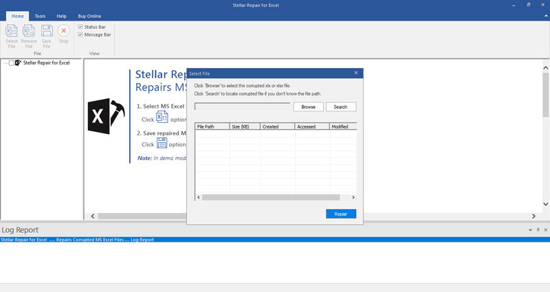 opzione cerca file excel