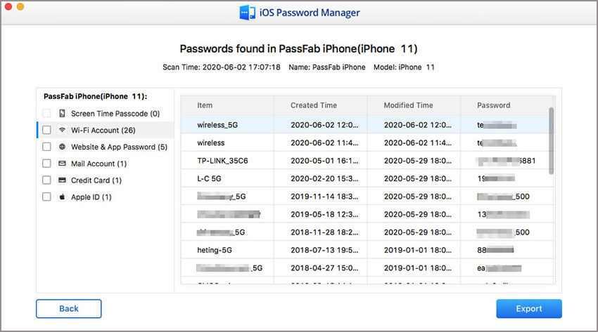 view wifi password in passfab ios password manager