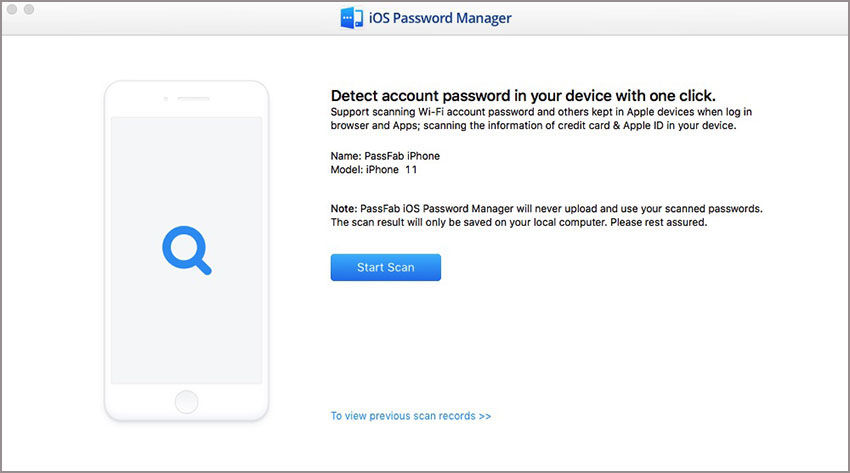 start scan in passfab ios password manager