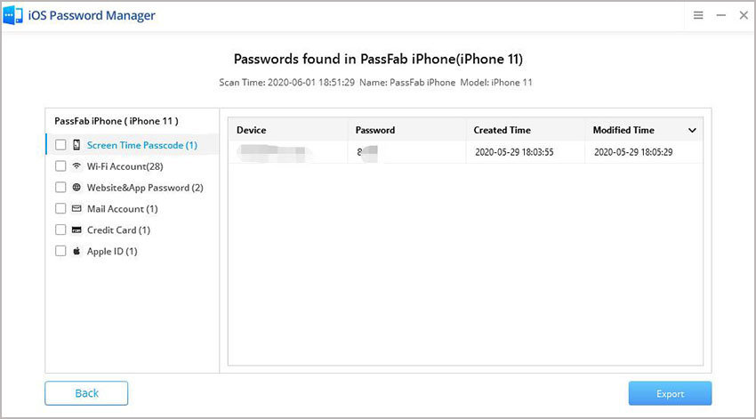 screen time passcode in passfab ios password manager
