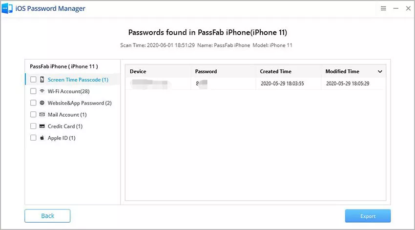 recover screen time password in passfab ios password manager