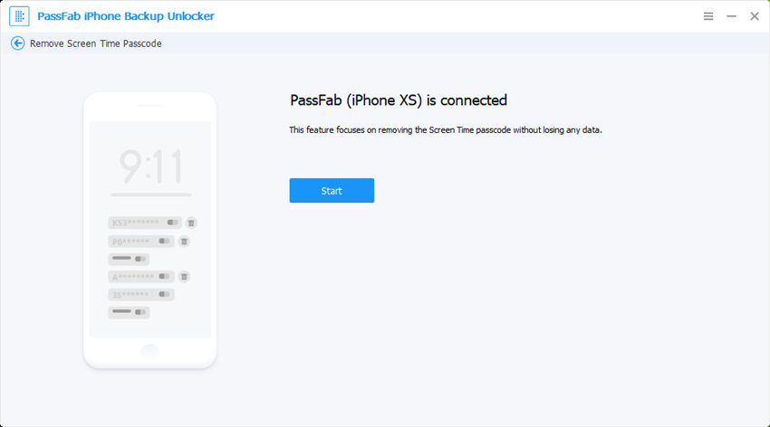 click start to remove screen time passcode