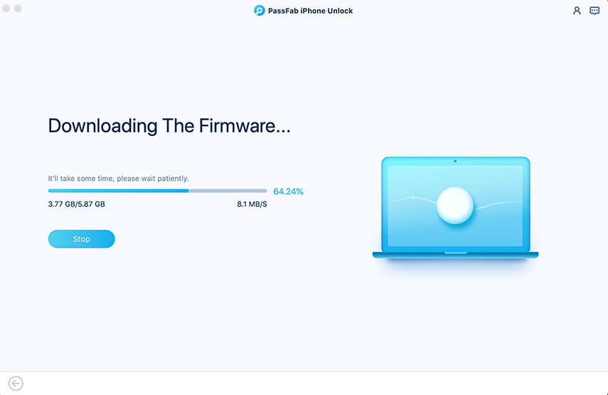 downloading firmware package in passfab iphone unlocker for mac